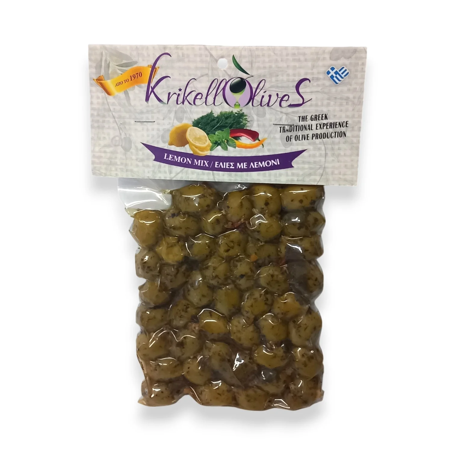 ΕΛΙΕΣ ME ΛΕΜΟΝΙ KRIKELOS OLIVES 250 GR